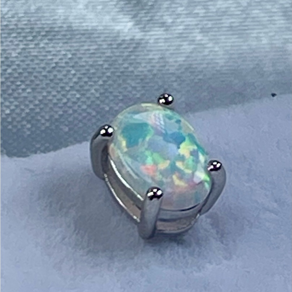 14K 2ct Australian‼️ Opal White Gold Earrings - Picture 14 of 16